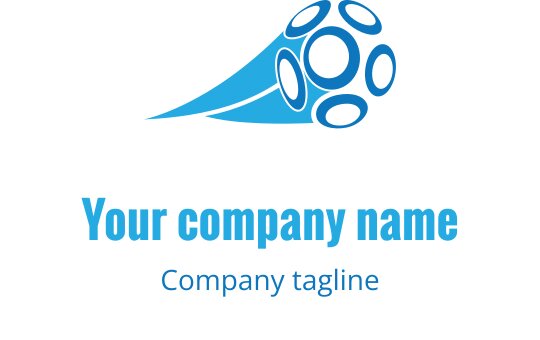 Logo em azul e verde-água dinâmico com um futebol estilizado