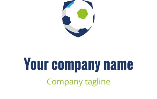 Logo de futebol em negrito com elementos azuis e dourados sobre fundo marinho