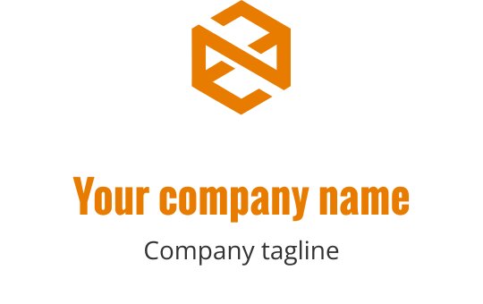 Design de logo moderno e geométrico com forma hexagonal laranja