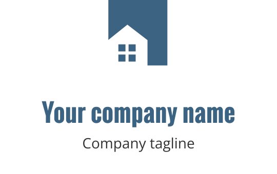 Design de logo moderno em teal com silhueta estilizada de uma casa