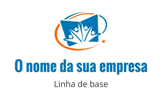 Design de logo de livro azul criativo com figuras abstratas e acentos laranja