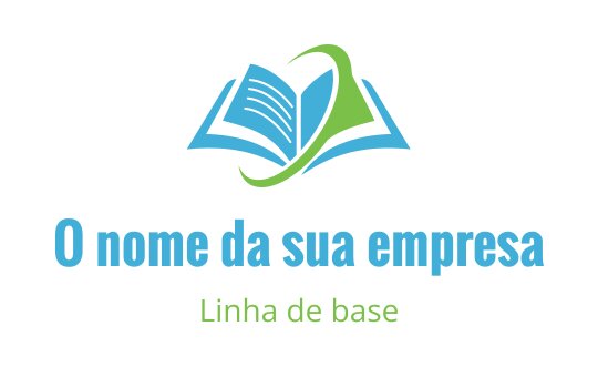 Logo de livro aberto com detalhes em azul e verde
