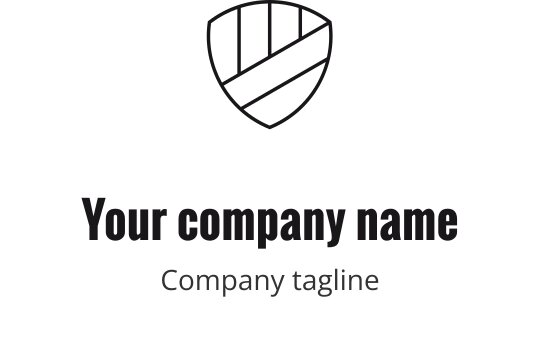 Logo design monoline elegante com contorno de construção geométrica em preto