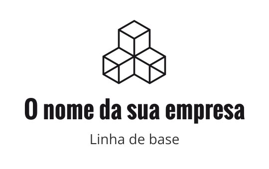 Design de logo geométrico com três cubos sobrepostos em contorno preto