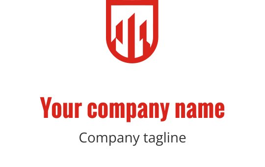 Logo moderno vermelho com silhueta estilizada de um edifício