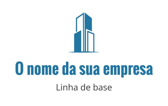 Logo de arranha-céu moderno em azul com linhas limpas e tipografia ousada