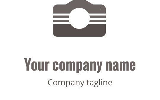 Design de logo cinza elegante com contorno estilizado de uma câmera