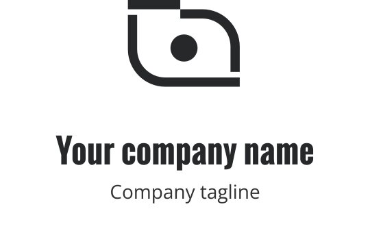 Design de logo cinza elegante com contorno estilizado de uma câmera