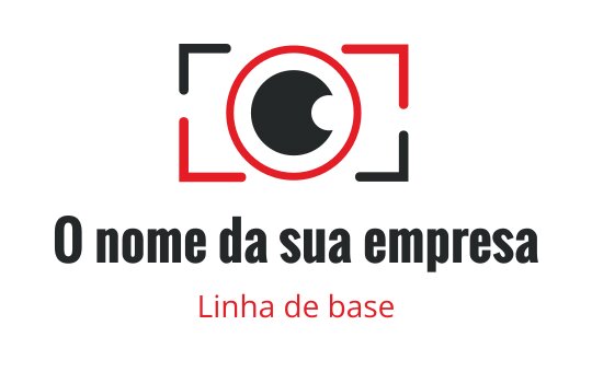 Design de logo moderno de câmera com lente circular e detalhes em vermelho