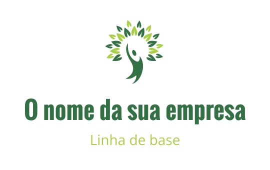 Design de logo vibrante com uma árvore e uma figura humana em verde