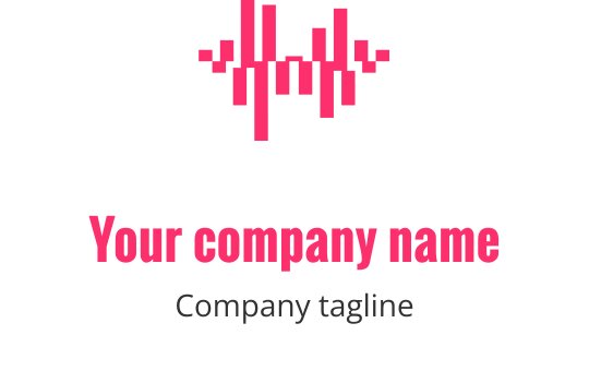 Design de logo moderno em rosa com ondas sonoras e tipografia ousada