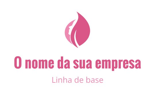 Design de logo estiloso em rosa com uma folha e perfil em silhueta