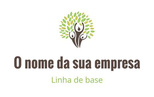 Design de logo moderno de árvore com folhas verdes e tronco marrom