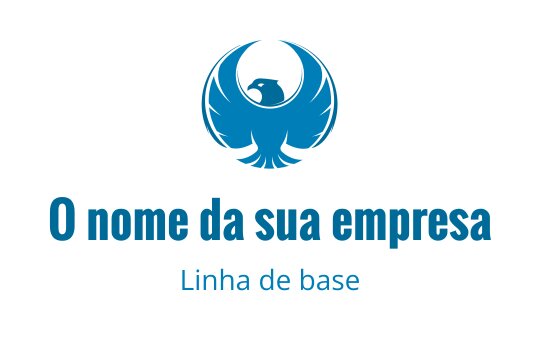Logo de águia estilizada em azul com asas amplas e tipografia ousada