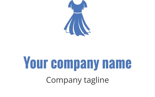 Design de logo de vestido azul estiloso com detalhes de tecido fluido