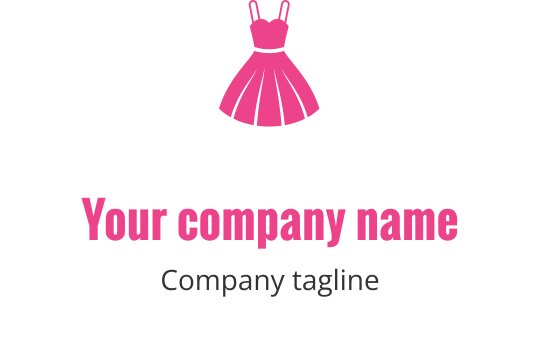 Design de logo de vestido rosa estiloso com uma silhueta divertida
