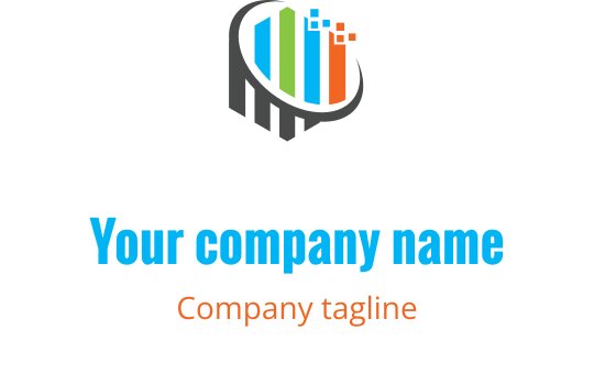Design de logo moderno com barras verticais coloridas e contorno circular