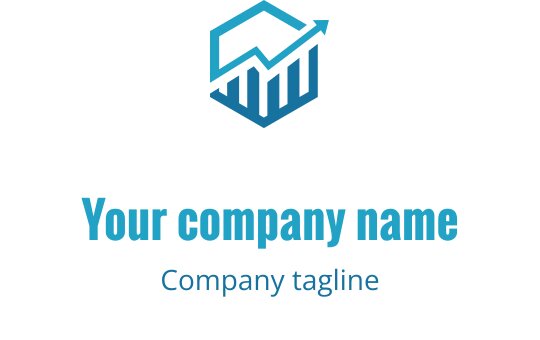 Logo em teal e ciano com uma seta estilizada apontando para cima