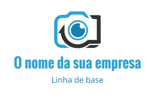 Design de logo moderno de câmera com lente azul e linhas elegantes