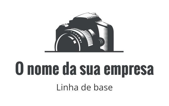 Logo de câmera estilizada com linhas ousadas e tipografia moderna