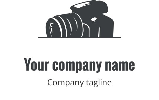 Design de logo de câmera cinza realista com detalhes na lente e corpo
