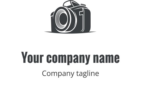 Design de logo de câmera cinza realista com detalhes na lente e corpo