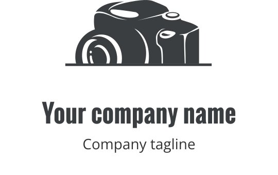 Design de logo de câmera cinza realista com detalhes na lente e corpo