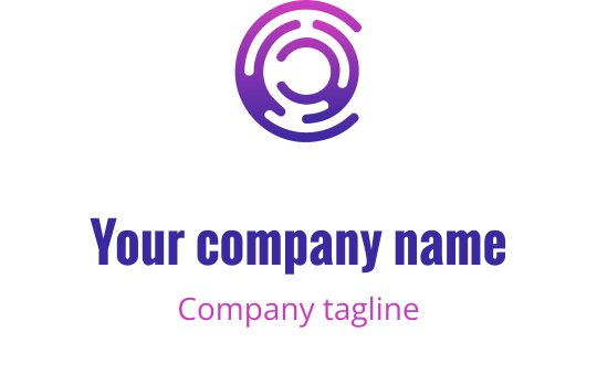 Design de logo circular moderno em tons de roxo e rosa em gradiente