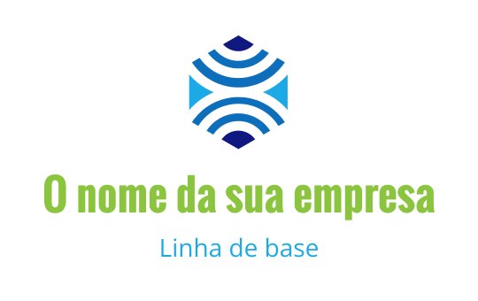 Design de logo hexagonal moderno com ondas azuis e texto verde