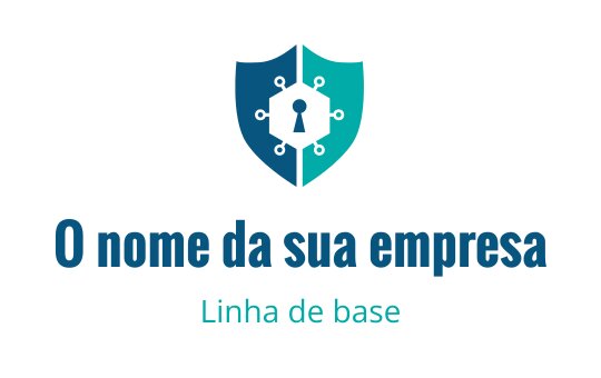 Design de logo em escudo com uma fechadura e nós conectados