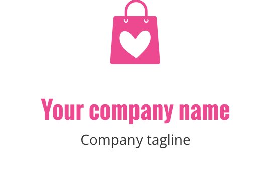 Design de logo estiloso em rosa com a silhueta de uma bolsa moderna
