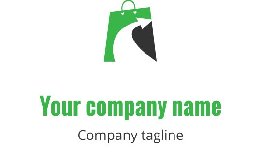 Logo em verde limão com formato estilizado de bolsa