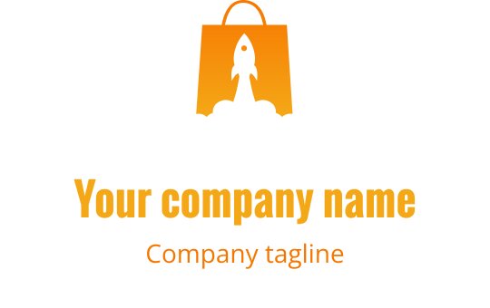 Design de logo elegante com silhueta de bolsa laranja e dourada