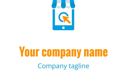 Design de logo moderno com um carrinho de compras e smartphone com uma seta
