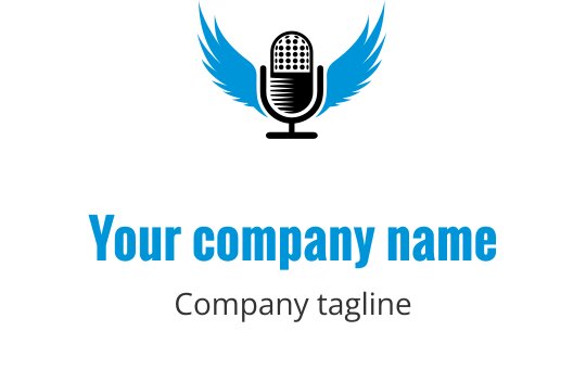 Design de logo moderno em azul com um motivo estilizado de onda de rádio