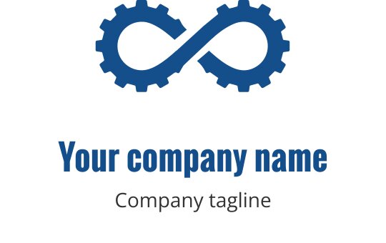 Logo em teal com engrenagem e símbolo de infinito no centro