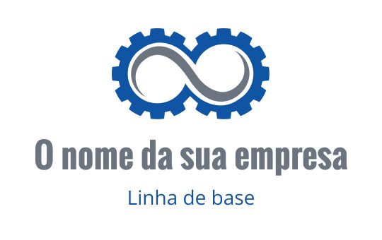 Design de logo moderno em azul com engrenagem e símbolo de infinito no centro
