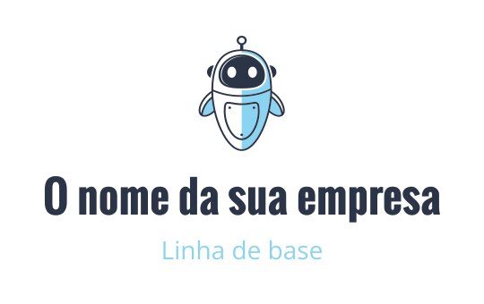 Logo de robô brincalhão em azul com expressão amigável