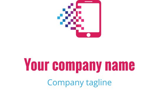 Design de logo moderno de smartphone com elementos de pixel coloridos