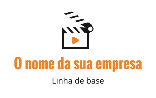 Design de logo de claquete criativa com um botão de play laranja