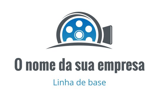 Design de logo moderno com um carretel de filme azul e detalhes pretos