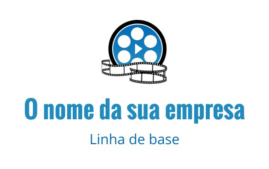 Design de logo moderno de carretel de filme azul com botão de play