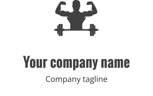 Logo de fitness ousado com figura muscular levantando pesos