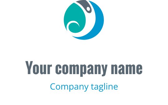 Design de logo moderno com uma figura estilizada em ciano e verde-água