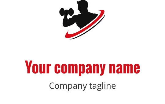 Design de logo dinâmico com silhueta de levantador de peso e tipografia ousada