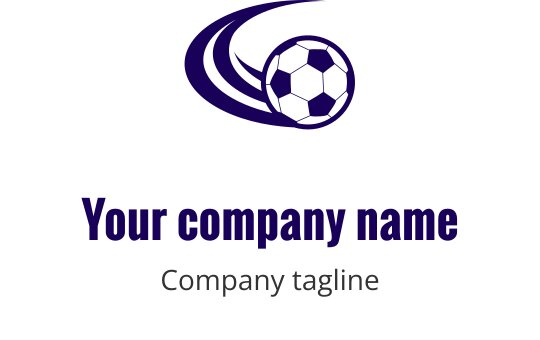 Logo dinâmico em azul-marinho com um jogador de futebol estilizado em ação