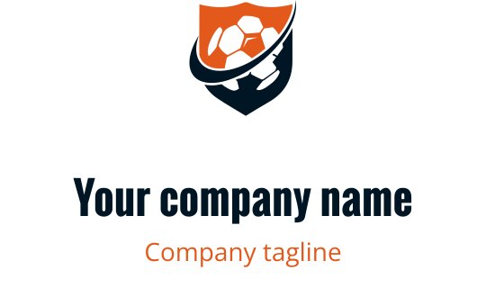 Logo de escudo de futebol em azul marinho e laranja com formas dinâmicas