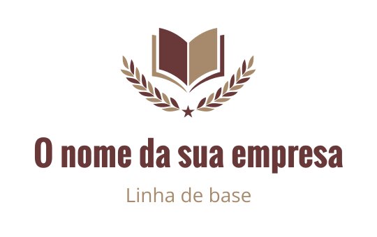 Design de logo elegante com um livro aberto e folhas de louro