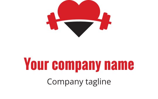 Logo em preto e vermelho com um coração estilizado