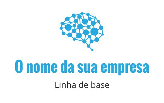 Design de logo criativo de cérebro azul com nós interconectados e texto abaixo